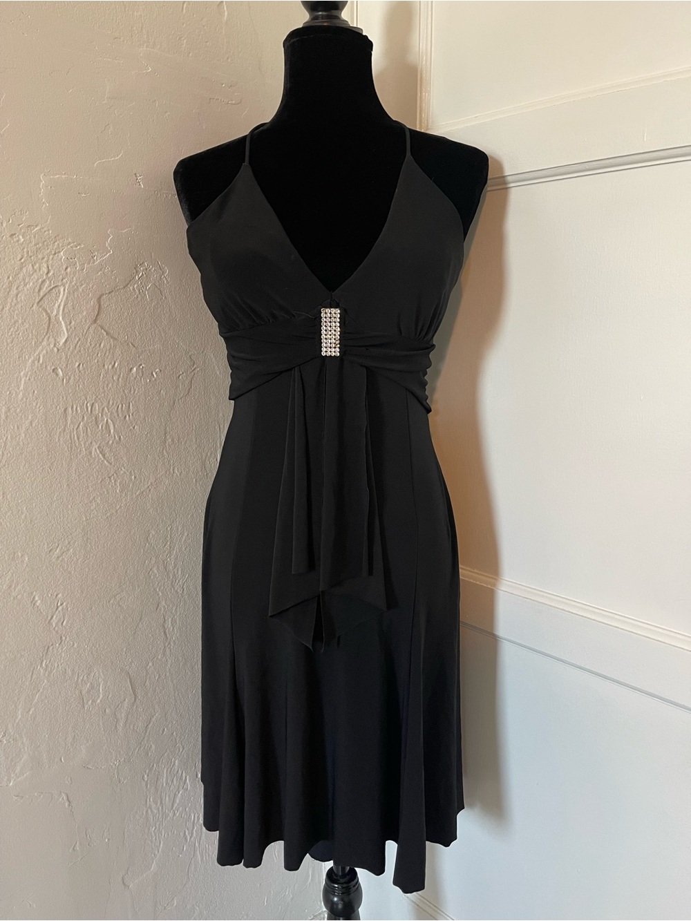 Y2K black halter dress with rhinestones size 8